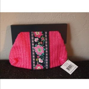 Vera Bradley Straw Clutch Bag Petal Paisley